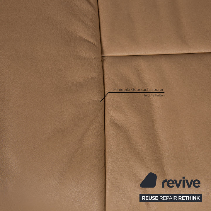 Stressless Eldorado Leder Sofa Garnitur Beige Dreisitzer Hocker Couch