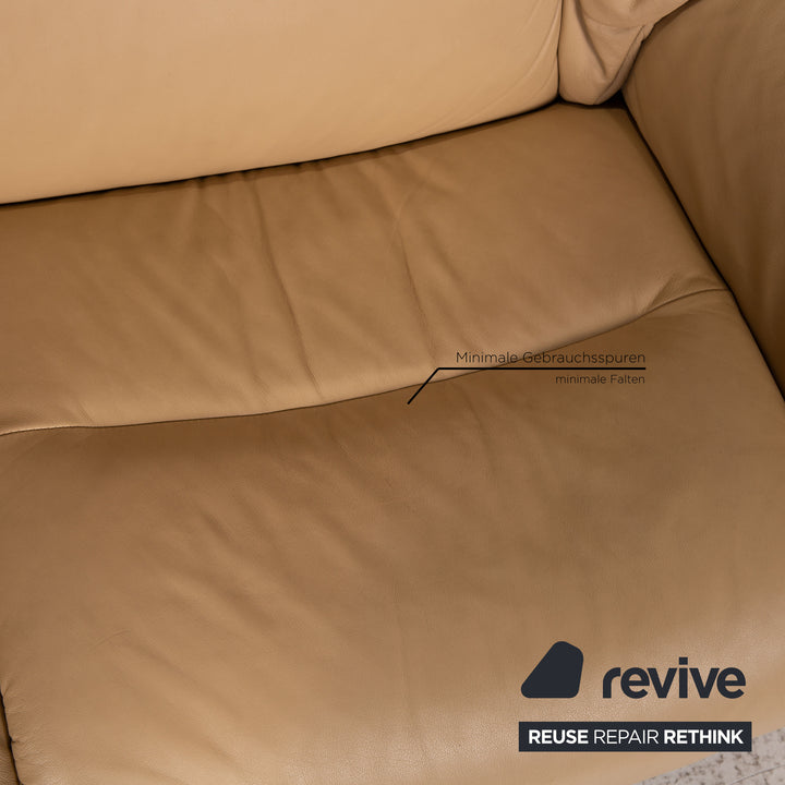 Stressless Eldorado Leder Sofa Garnitur Beige Dreisitzer Hocker Couch