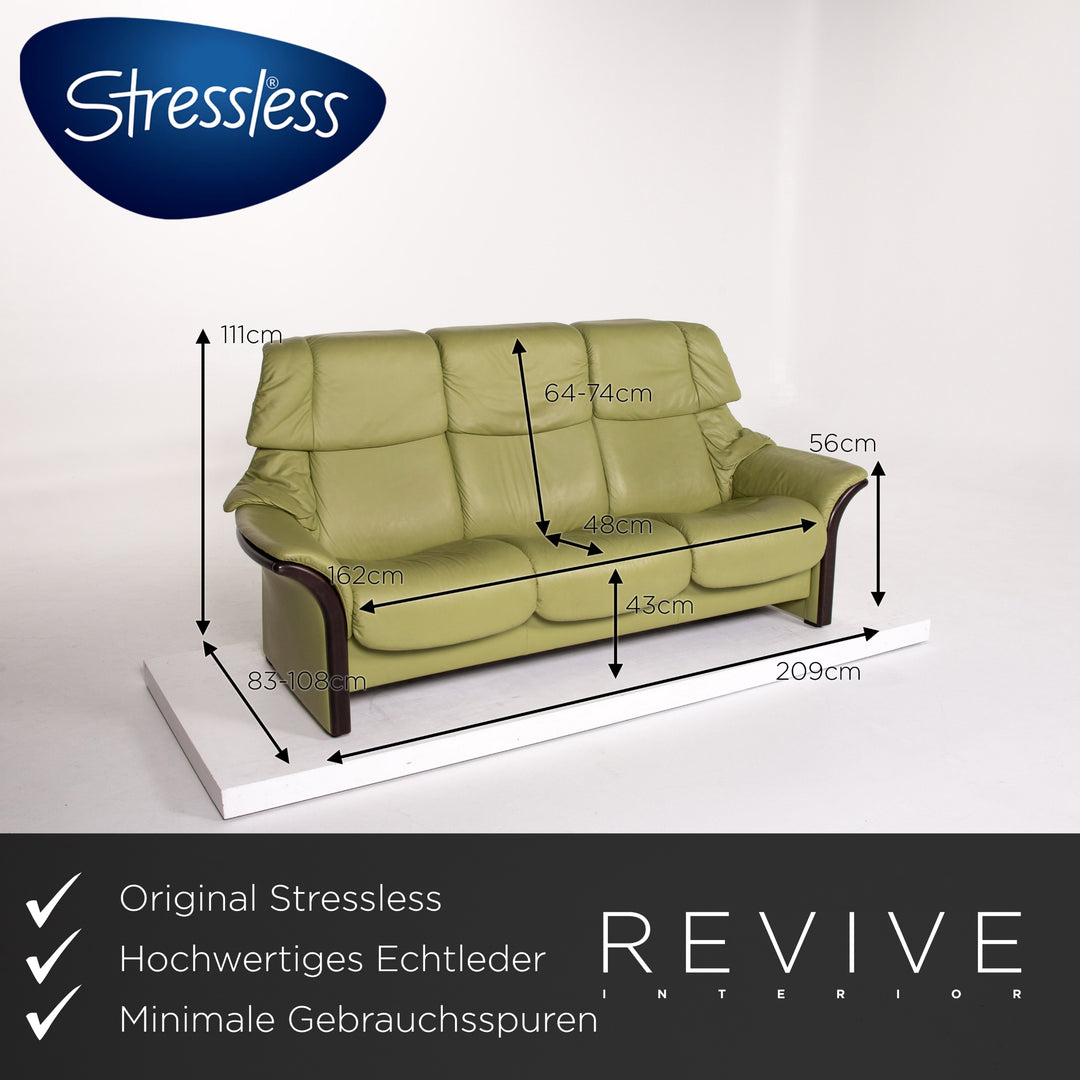 Stressless Eldorado Leder Sofa Grün Dreisitzer Funktion Couch
