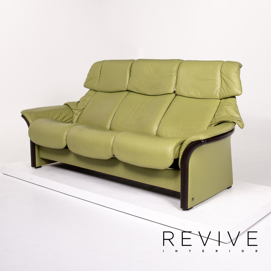 Stressless Eldorado Leder Sofa Grün Dreisitzer Funktion Couch