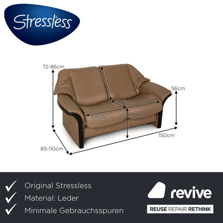 Stressless Eldorado leather two-seater beige sofa couch relax function