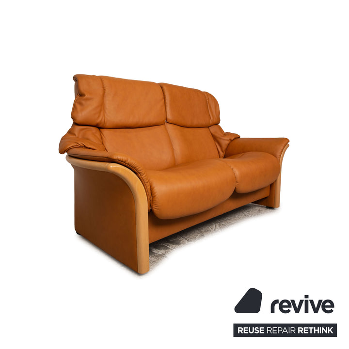 Stressless Eldorado Leather Two Seater Brown Sofa Couch Manual Function