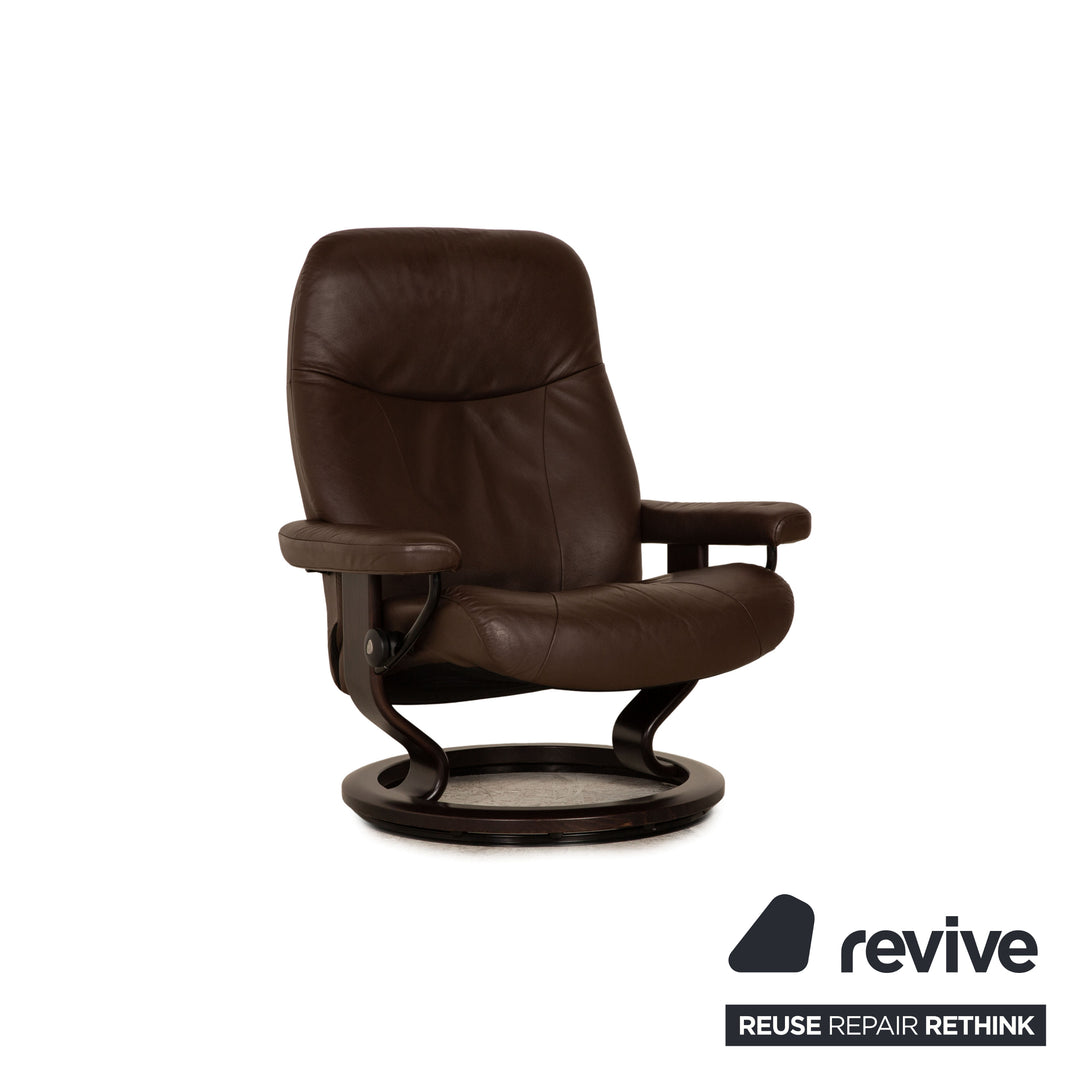 Stressless Garda leather armchair brown dark brown size M incl. footstool