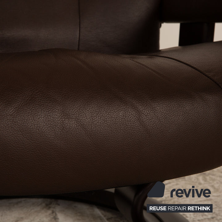 Stressless Garda leather armchair brown dark brown size M incl. footstool
