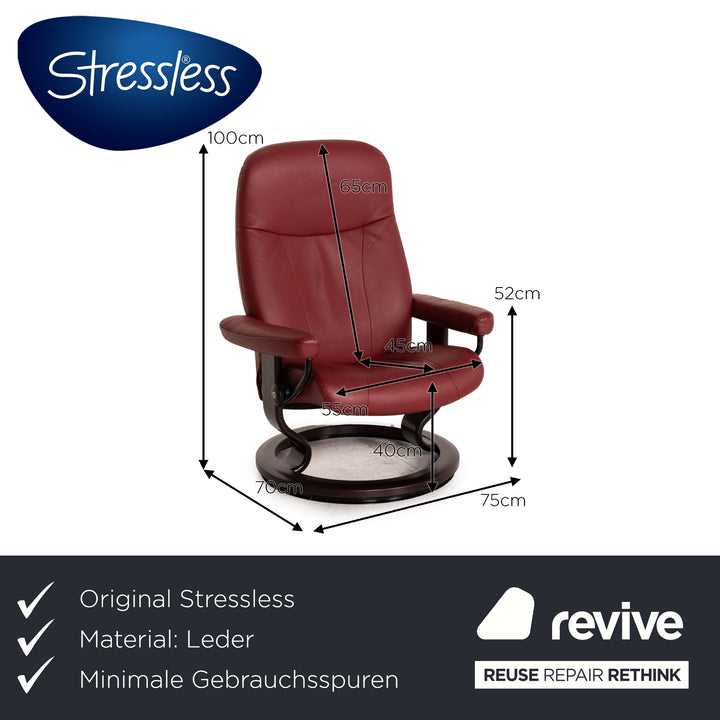 Stressless Garda Leder Sessel inkl. Hocker Rot Funktion Relaxfunktion Relaxsessel