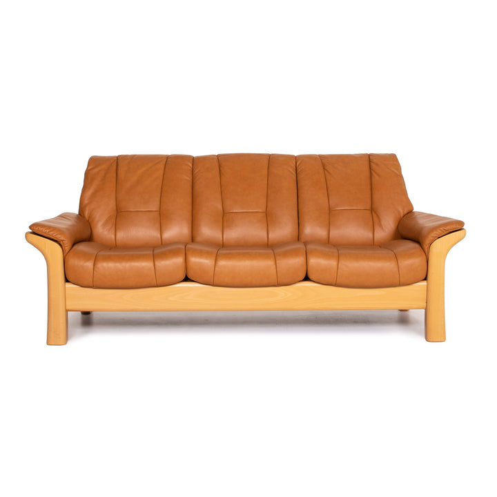 Stressless Kensington Sofa Cognac Braun Dreisitzer Funktion Couch #14099