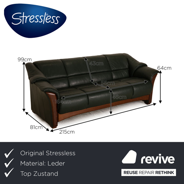 Stressless Leder Dreisitzer Grün Sofa Couch