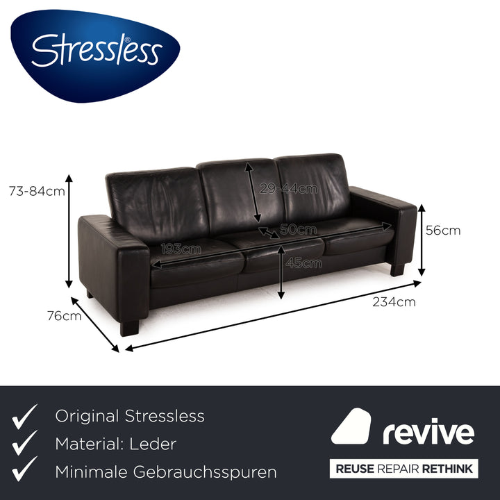 Stressless Leder Dreisitzer Schwarz Sofa Couch
