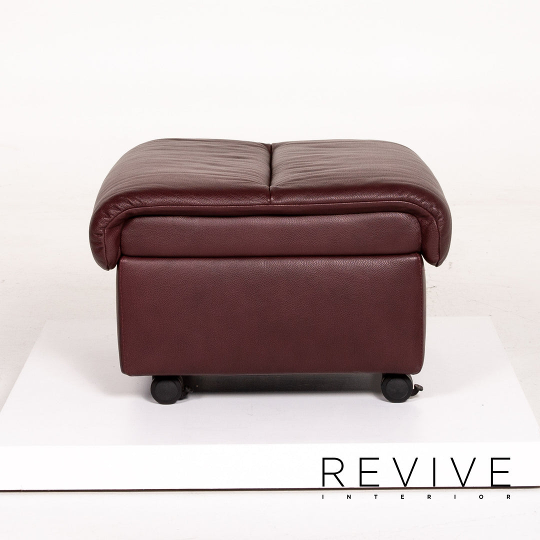 Stressless Leder Hocker Dunkelrot Rotbraun Funktion Stauraum Ottoman #13841