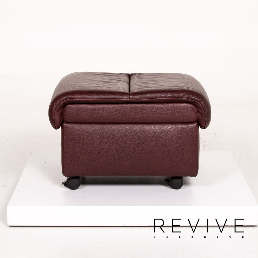 Stressless Leder Hocker Dunkelrot Rotbraun Funktion Stauraum Ottoman #13841