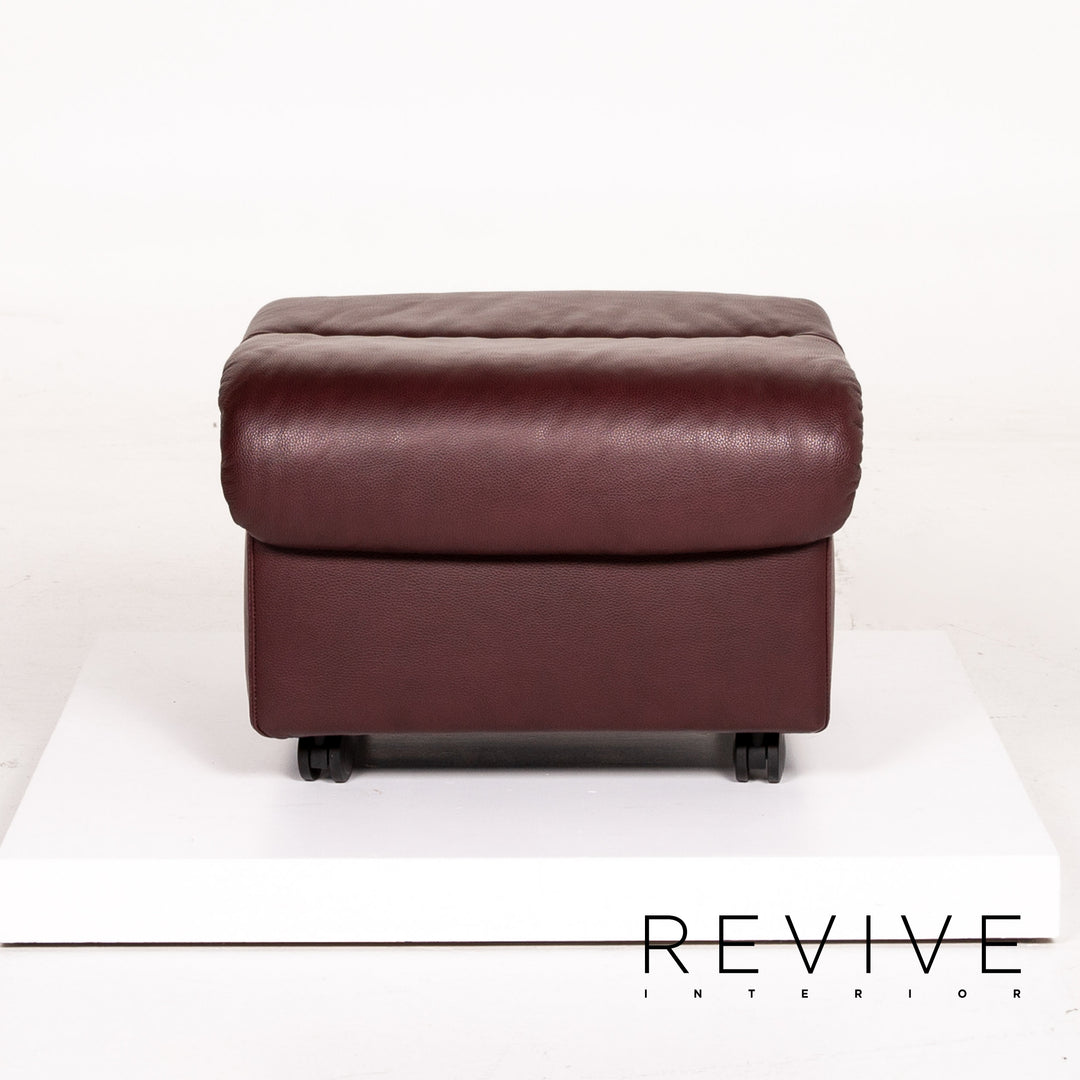 Stressless Leder Hocker Dunkelrot Rotbraun Funktion Stauraum Ottoman #13841