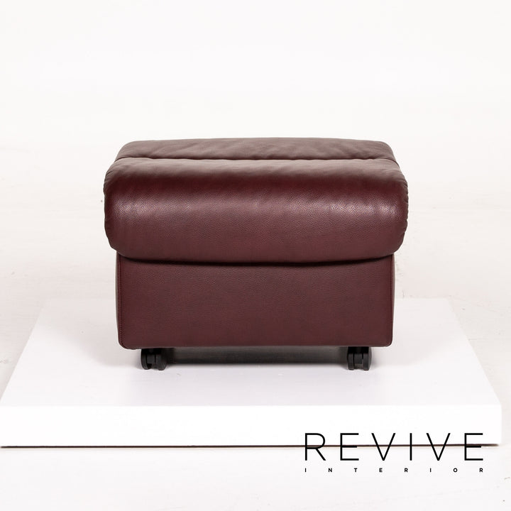 Stressless Leder Hocker Dunkelrot Rotbraun Funktion Stauraum Ottoman #13841