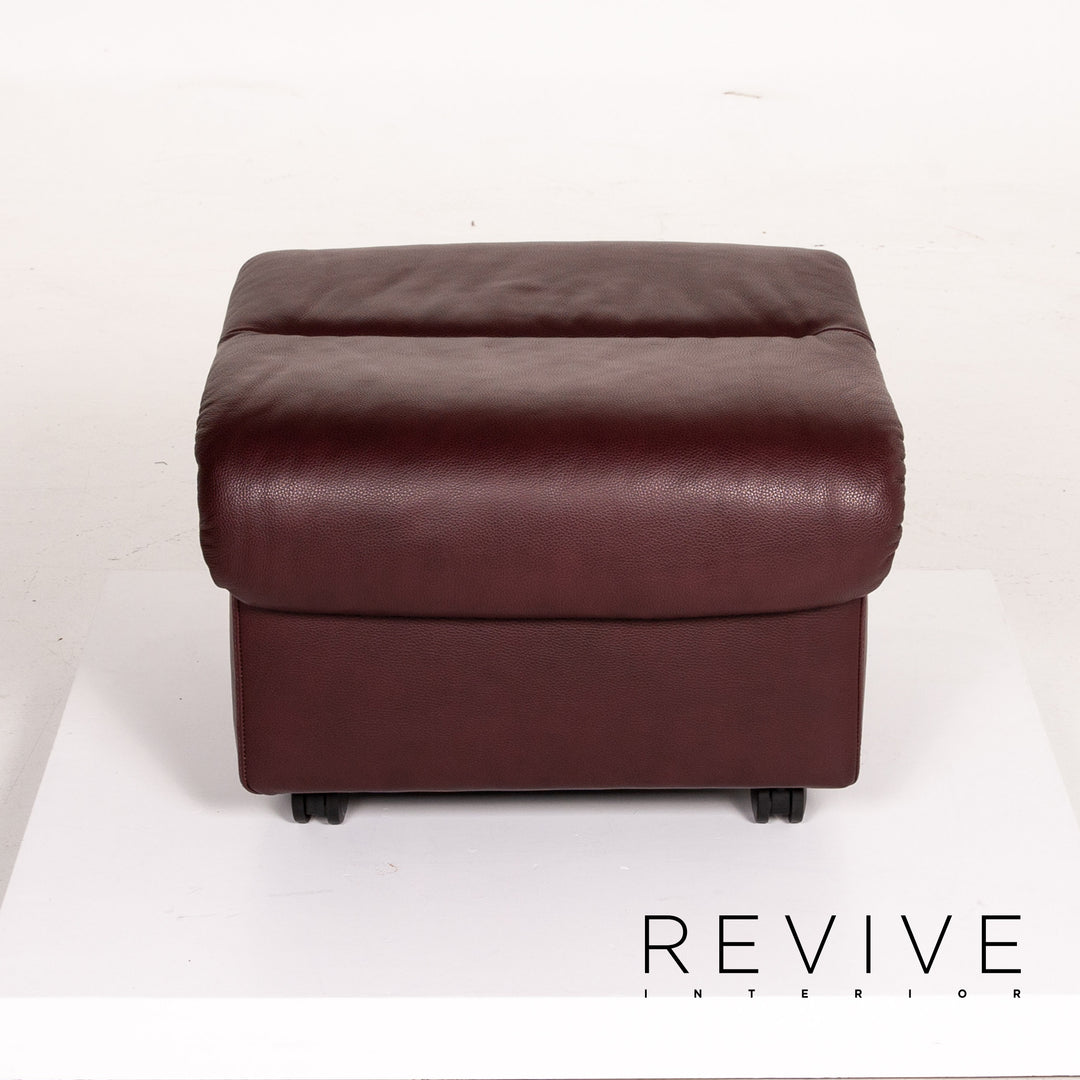 Stressless Leder Hocker Dunkelrot Rotbraun Funktion Stauraum Ottoman #13841