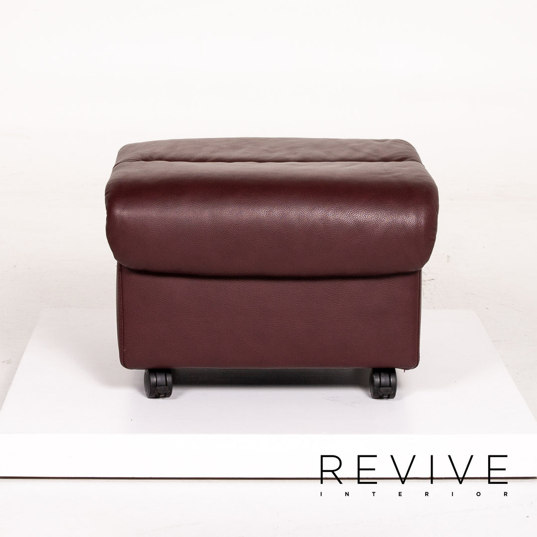 Stressless Leder Hocker Dunkelrot Rotbraun Funktion Stauraum Ottoman #13841