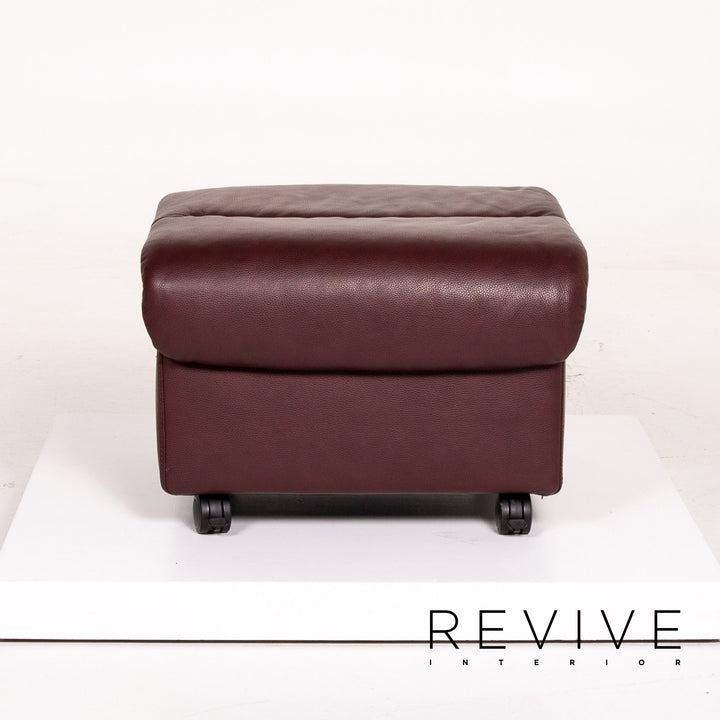 Stressless Leder Hocker Dunkelrot Rotbraun Funktion Stauraum Ottoman #13841