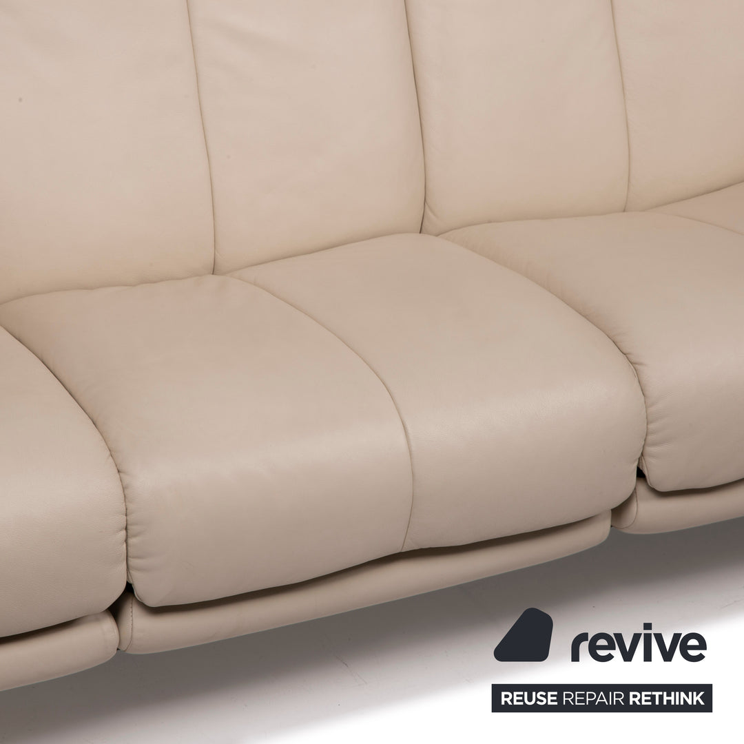 Stressless Leder Sofa Beige Dreisitzer elektrische Funktion Relaxfunktion