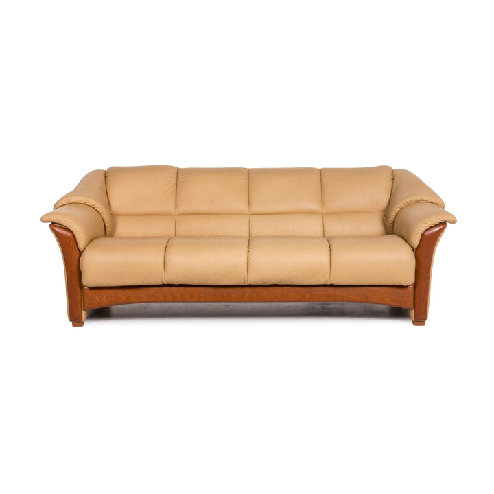 Stressless Leather Sofa Beige Four Seater Couch #12142