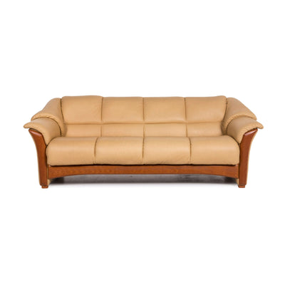 Stressless Leder Sofa Beige Viersitzer Couch #12142