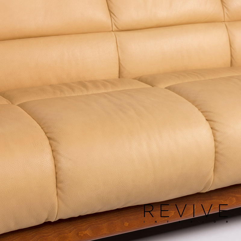 Stressless Leder Sofa Beige Viersitzer Couch 