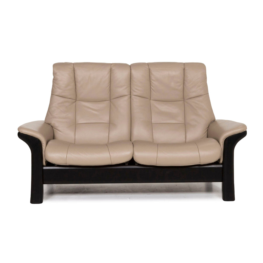 Stressless Leather Sofa Brown Light Brown Two Seater Relaxation Function Couch #12987