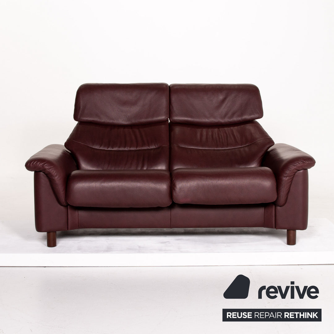 Stressless Leder Sofa Dunkelrot Rotbraun Zweisitzer Funktion Couch #13839