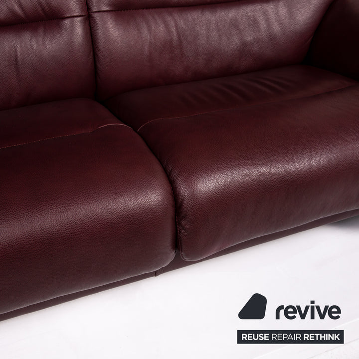 Stressless Leder Sofa Dunkelrot Rotbraun Zweisitzer Funktion Couch #13839