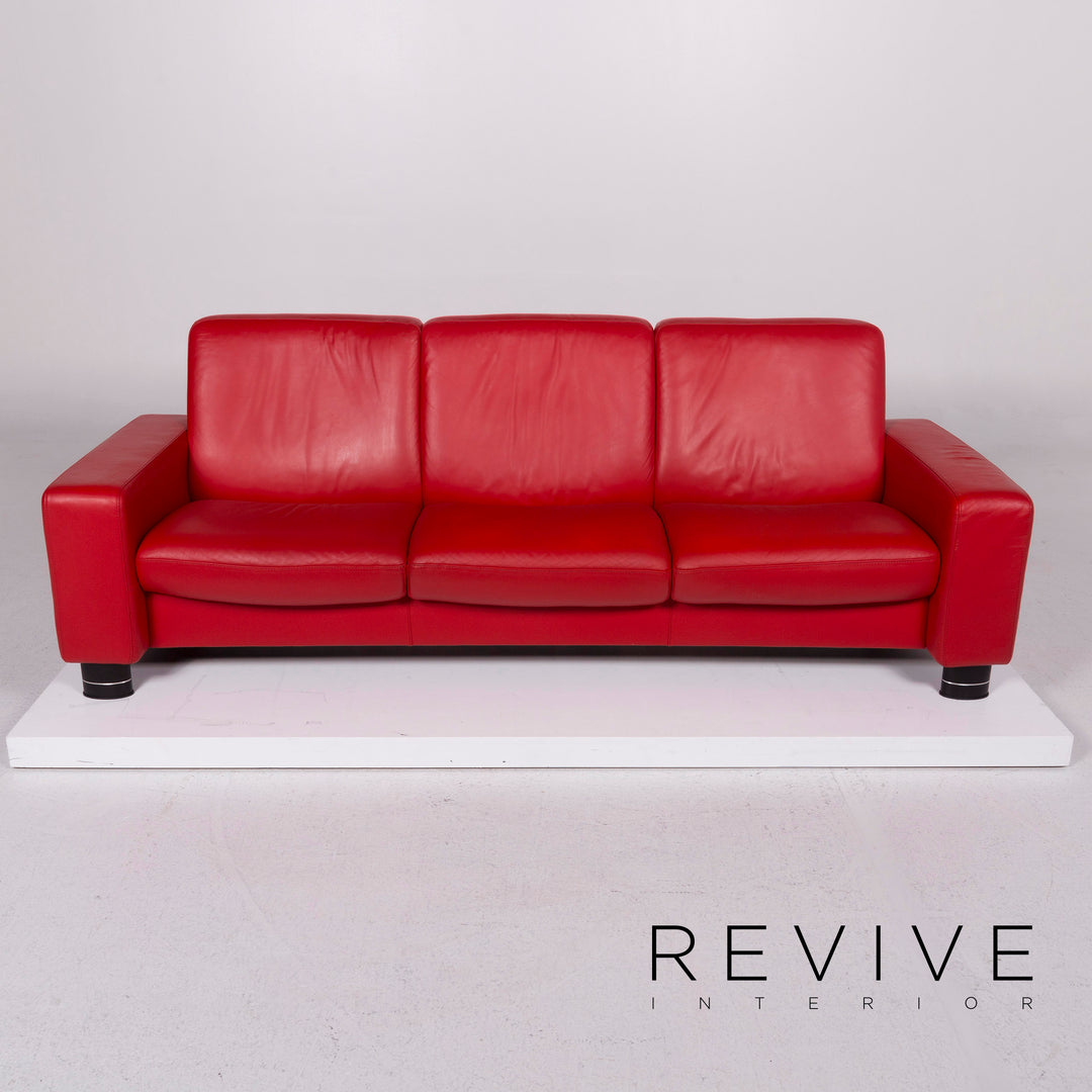 Stressless Leder Sofa Rot Dreisitzer #11488
