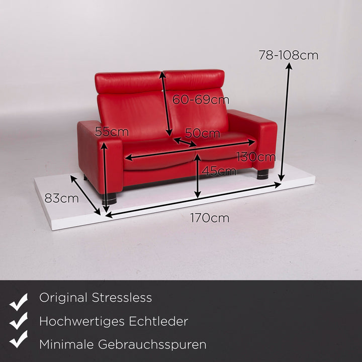 Stressless Leder Sofa Rot Zweisitzer #11490