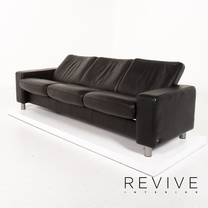 Stressless Leder Sofa Schwarz Dreisitzer Relaxfunktion Funktion Couch #14280