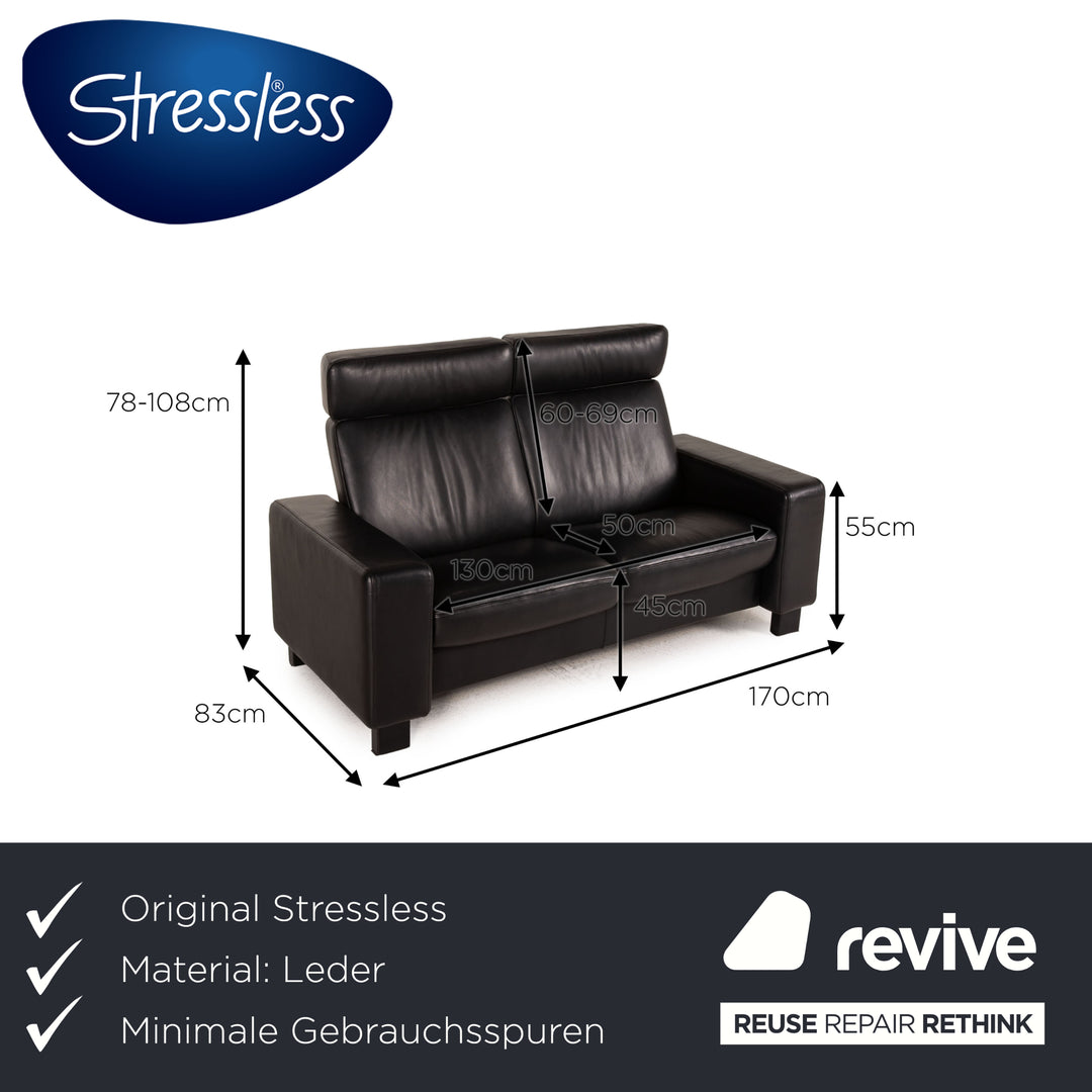Stressless Leather Sofa Black Two Seater Couch