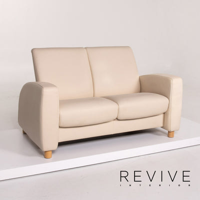 Stressless Leder Zweisitzer Creme Couch Funktion #7745