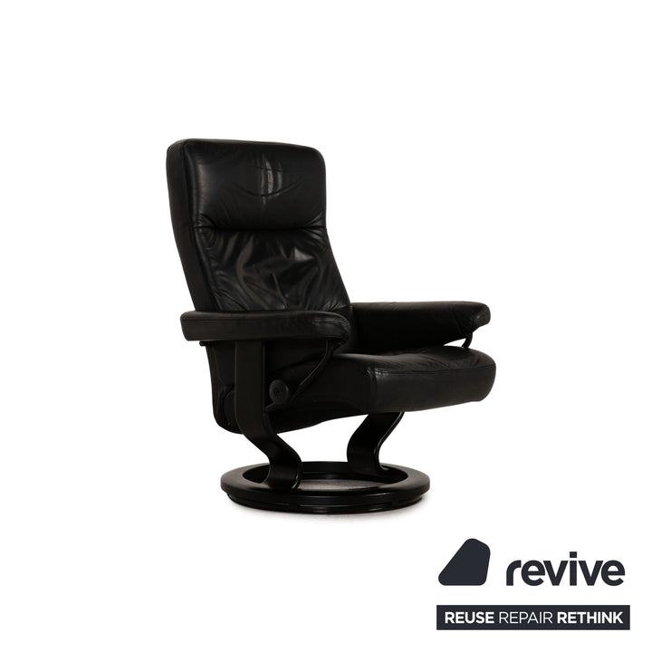 Stressless Ledersessel ink. Hocker Schwarz Relaxfunktion