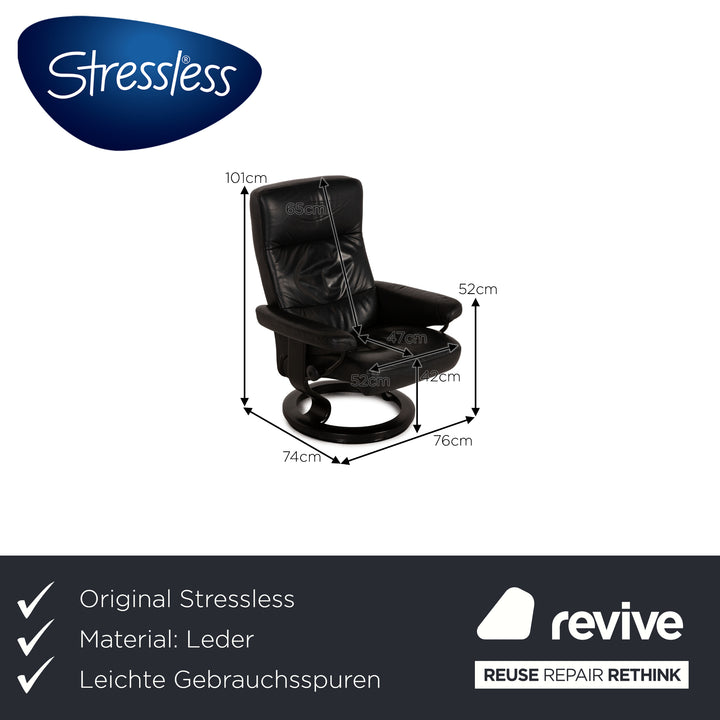 Stressless Ledersessel ink. Hocker Schwarz Relaxfunktion