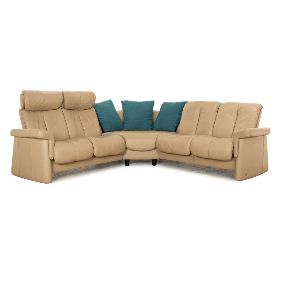 Stressless Legend Leder Ecksofa Braun Beige Sofa Couch manuelle Funktion