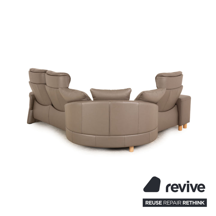 Stressless Legend Leder Sofa Garnitur Grau Ecksofa Hocker manuelle Funktion