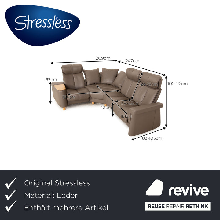 Stressless Legend Leder Sofa Garnitur Grau Ecksofa Hocker manuelle Funktion