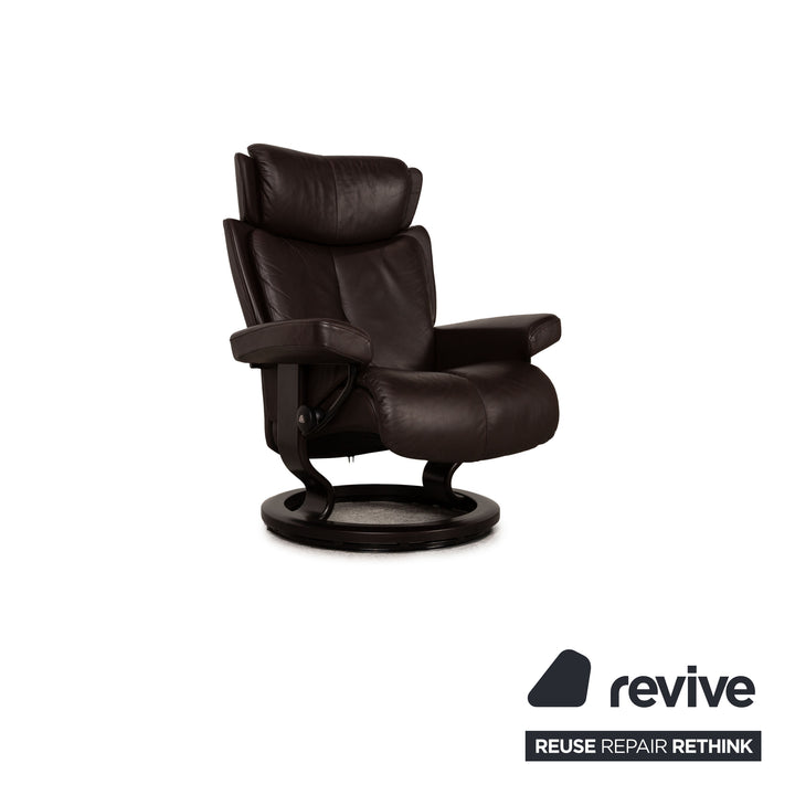 Stressless Magic leather armchair brown size S incl. stool function