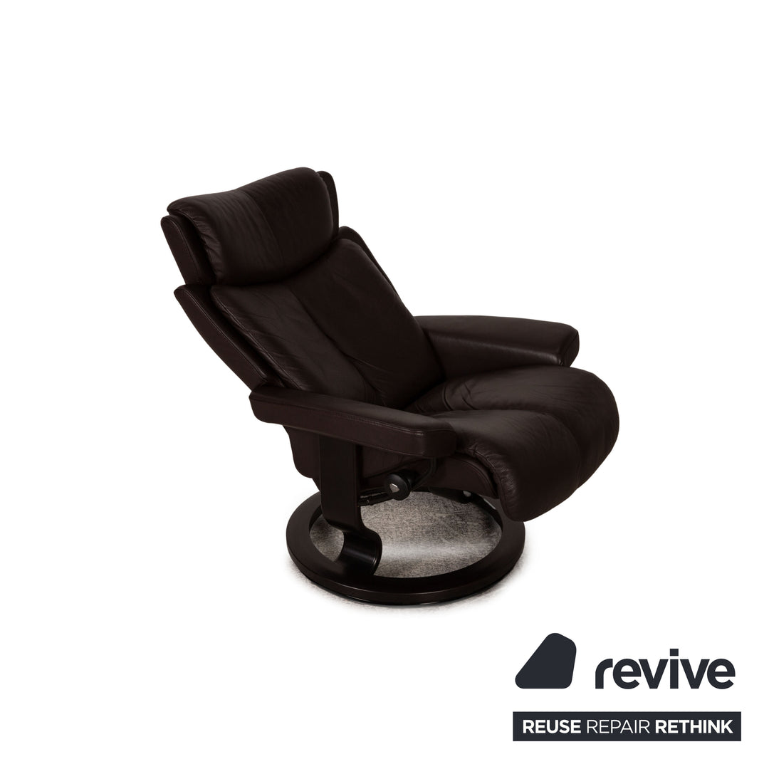 Stressless Magic leather armchair brown size S incl. stool function