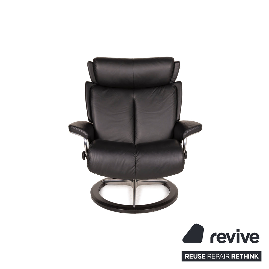 Stressless Magic leather armchair black incl. stool relax armchair function size L
