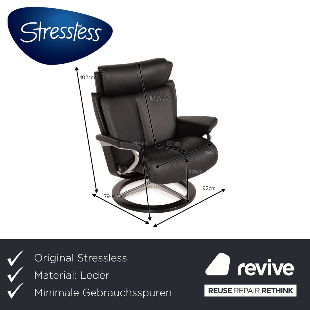 Stressless Magic Leder Sessel Schwarz inkl. Hocker Relaxsessel Funktion Größe L