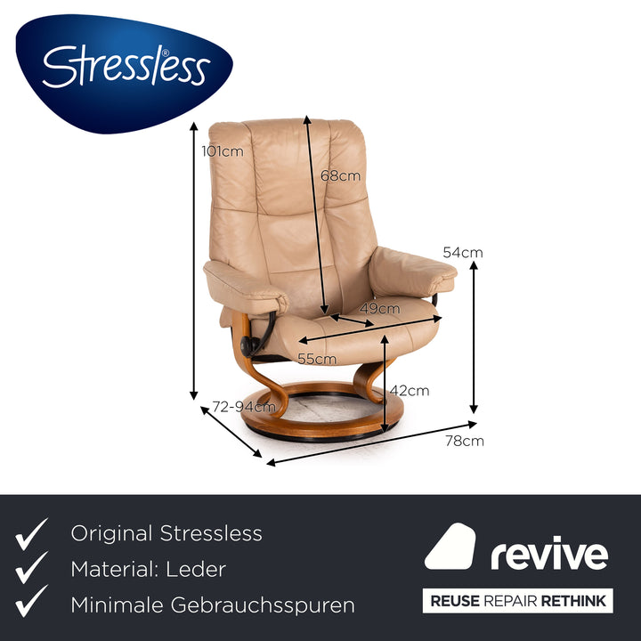 Stressless Mayfair Leder Sessel inkl. Hocker Beige Relaxfunktion Funktion Relaxsessel
