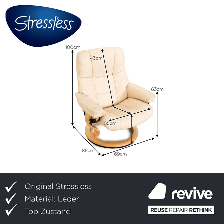 Stressless Mayfair Leder Sessel inkl. Hocker Creme Größe M