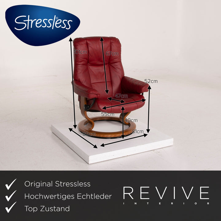 Stressless Mayfair Leder Sessel Rot inkl. Hocker Relaxfunktion #14692