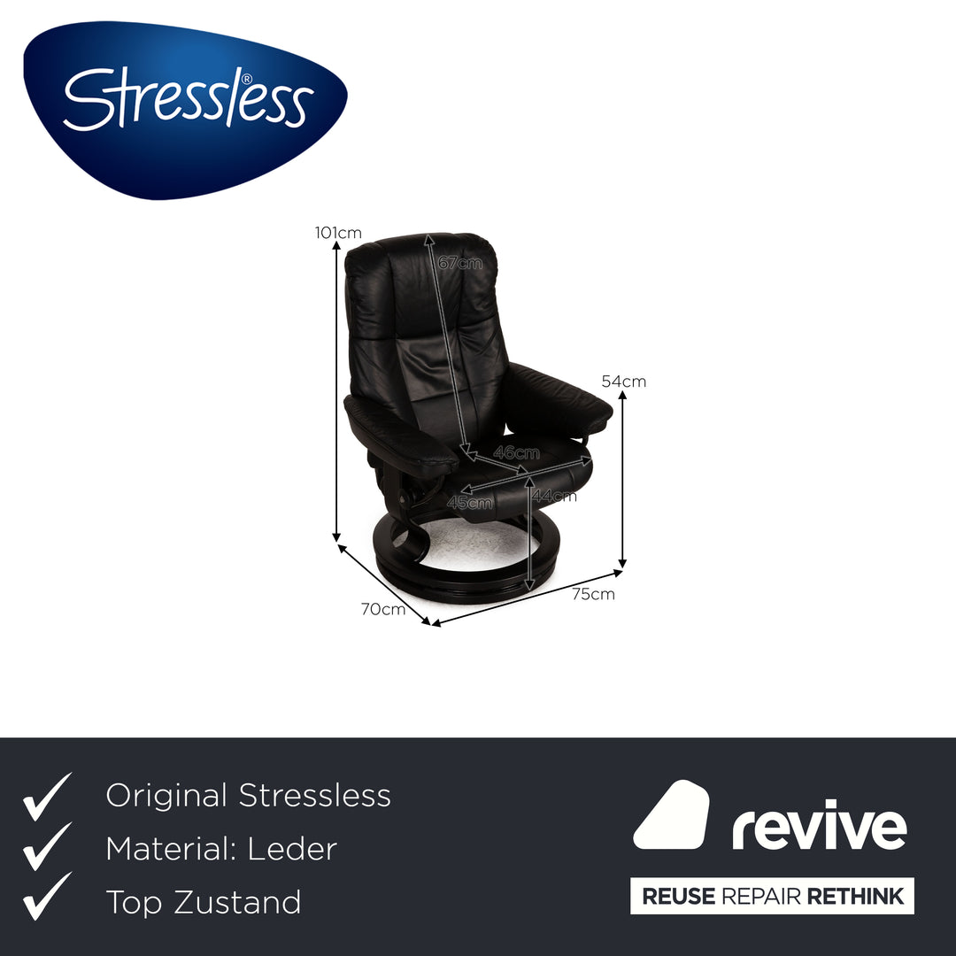 Stressless Mayfair Leder Sessel Schwarz Größe S Relaxfunktion inkl. Hocker inkl. Erhöhungsring
