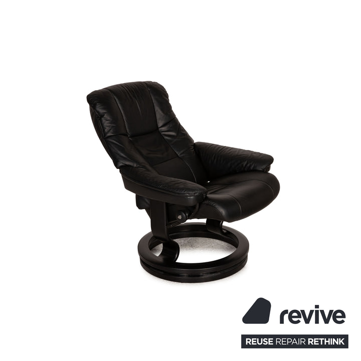 Stressless Mayfair Leder Sessel Schwarz Größe S Relaxfunktion inkl. Hocker inkl. Erhöhungsring