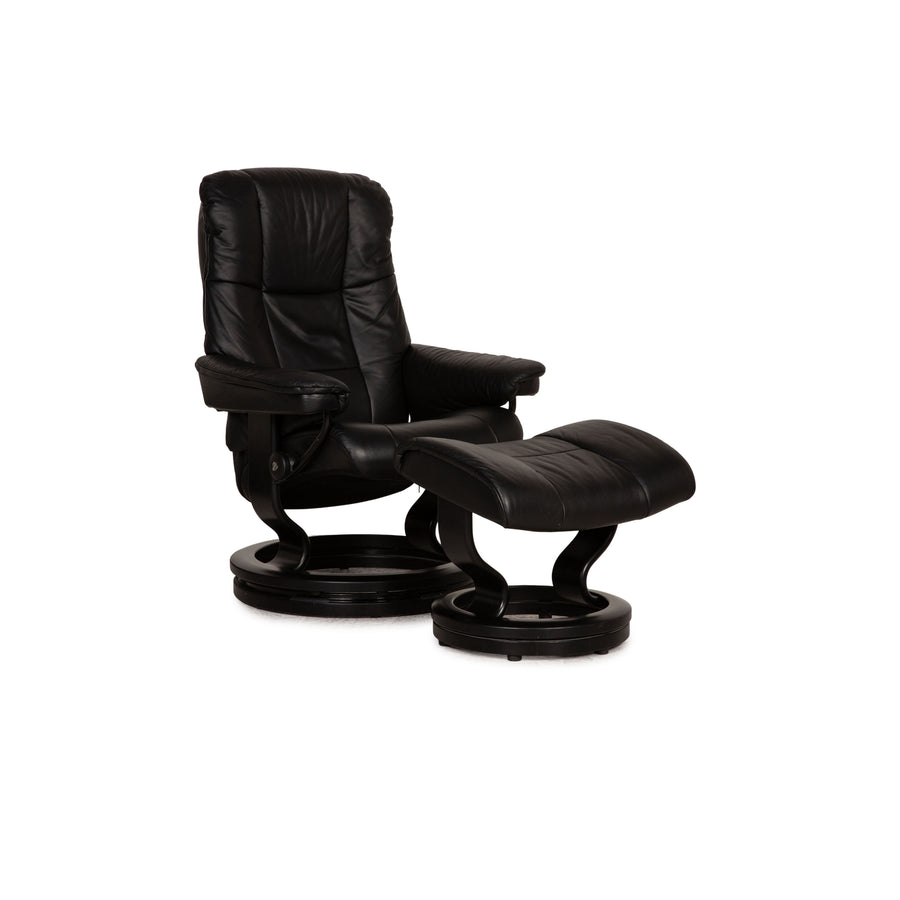 Stressless Mayfair Leder Sessel Schwarz Größe S Relaxfunktion inkl. Hocker inkl. Erhöhungsring