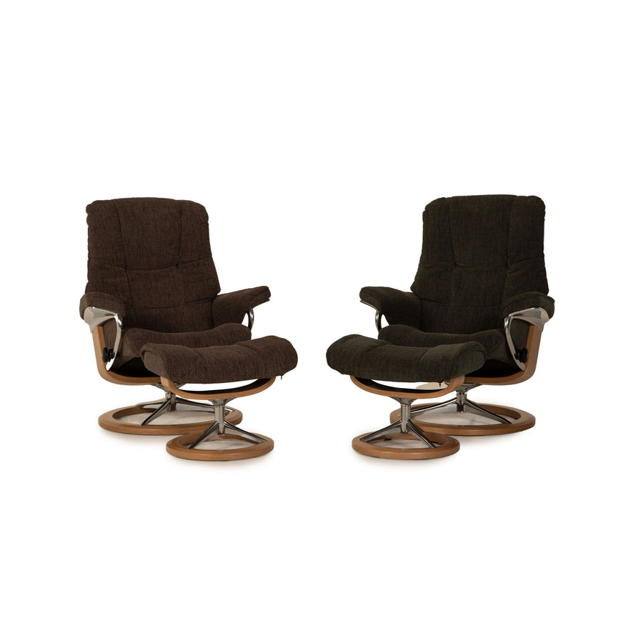 Stressless Mayfair Sessel Garnitur Stoff Grau inkl. Hocker