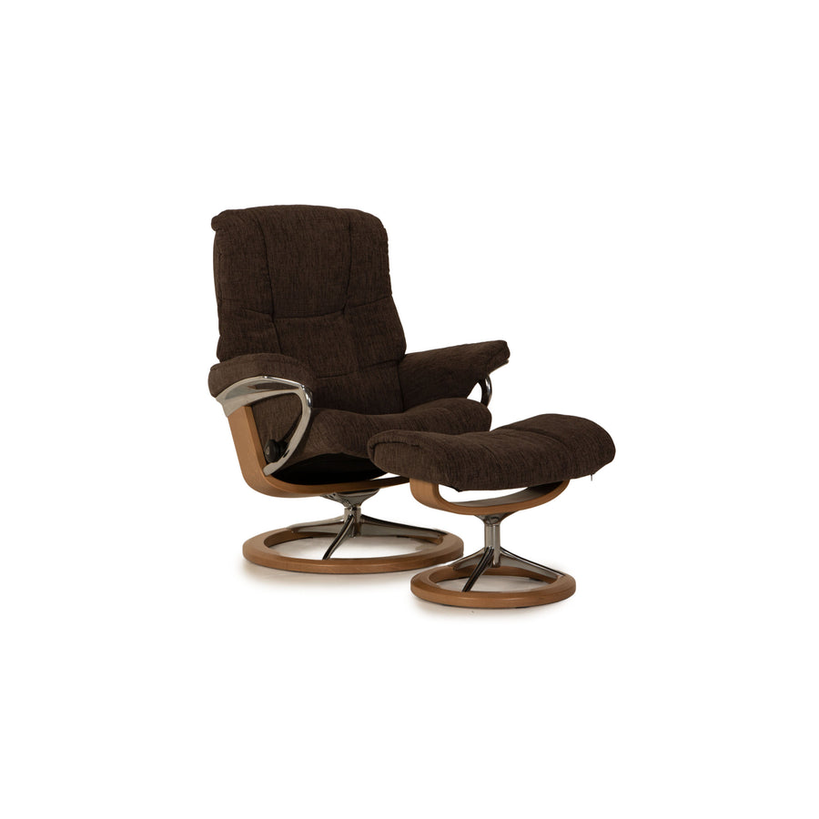 Stressless Mayfair armchair fabric brown size S incl. footstool