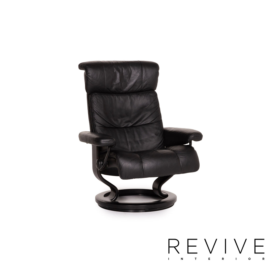 Stressless Memphis leather armchair size M incl. stool black Relaxation function