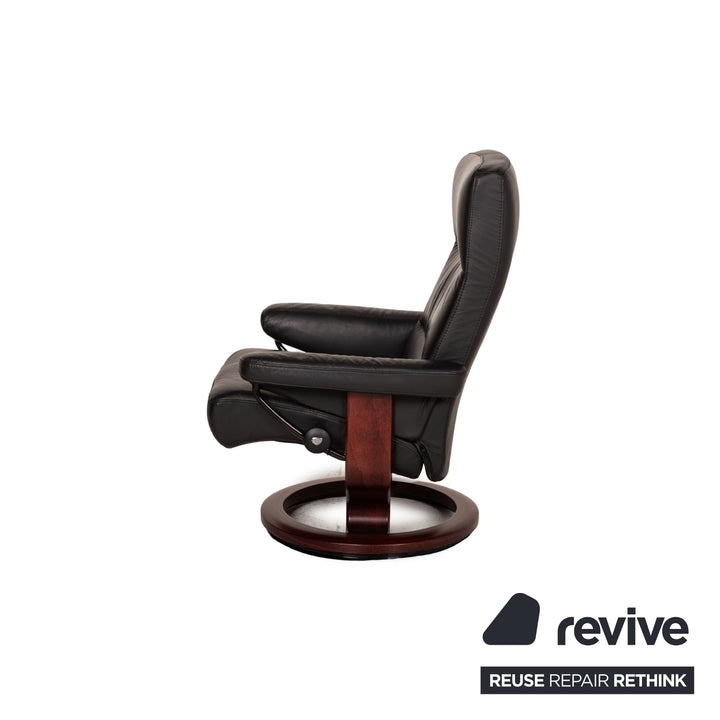 Stressless Memphis Leder Sessel Schwarz inkl. Hocker Funktion Relaxfunktion
